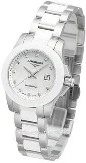 Longines Conquest L3.257.4.87.7 29.5mm Ceramic and Stainless steel White