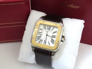 Cartier Santos 100 XL Stainless steel and gold White