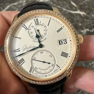 Glashütte Senator Chronometer 1-58-01-01-01-04 42mm Rose gold Silver