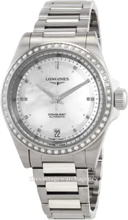 Longines Conquest L34300876 34mm Brushed/polished steel White