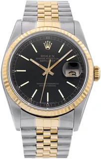 Rolex Datejust 16233 Yellow gold and Stainless steel Black