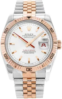 Rolex Datejust Turn-O-Graph 116261/3 Polished steel$18 carat rose gold White