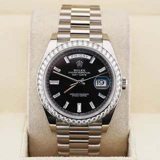 Rolex Day-Date 40 228349RBR White gold Black$Baguette Diamonds