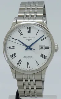 Longines Record L2.821.4.11.6 40mm Stainless steel White