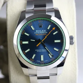 Rolex Milgauss 40mm 904L stainless steel metallic blue$Z-Blue