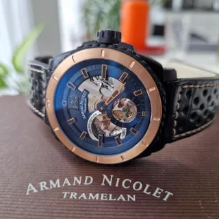 Armand Nicolet S619AQN-BU-P160N 44mm Titanium Skeletonized