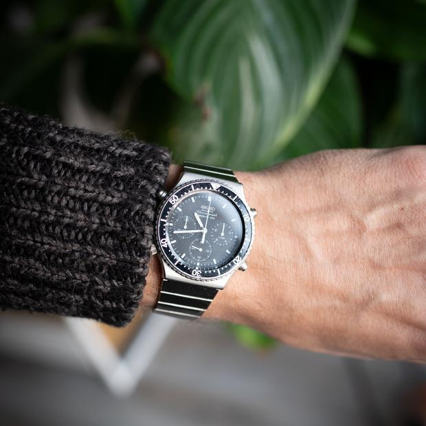 Seiko Chronograph 7A28-7040 Stainless steel Black 1982 Poland