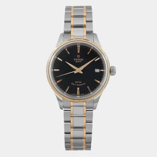 Tudor Style 12103-0003 28mm Yellow gold and Stainless steel Black