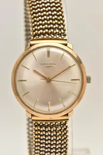 Longines 34.5mm Yellow gold Silver