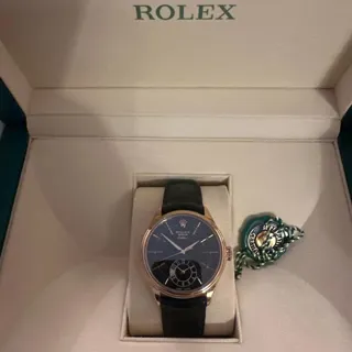 Rolex Cellini Dual Time 50525 39mm Rose gold Black