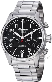 Alpina Startimer AL-860B4S6B 44mm Brushed/polished steel Black