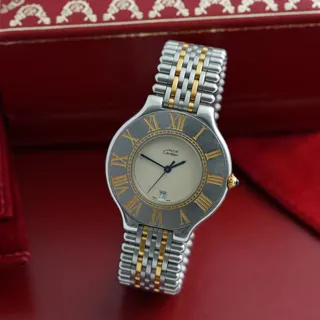 Cartier 21 Must de Cartier 9011 35mm Yellow gold and Stainless steel White