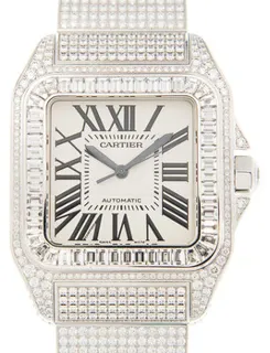 Cartier Santos W20073X8-100XL Diamond Set 18kt White Gold White