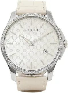 Gucci 126 LG YA126306 40mm brushed/polished steel White