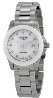 Longines Conquest L3.257.4.87.6 29.5mm Ceramic and Stainless steel White