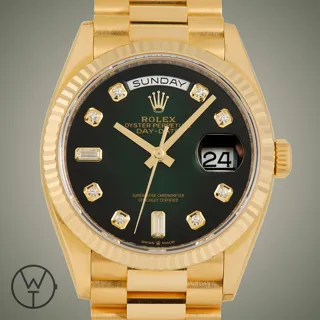 Rolex Day-Date 128238 36mm Yellow gold Green ombré