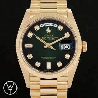 Rolex Day-Date 128238 36mm Yellow gold Green ombré