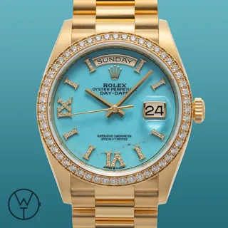 Rolex Day-Date 128348RBR 36mm Yellow gold Turquoise