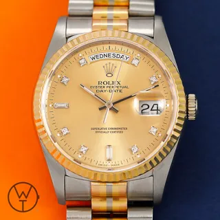 Rolex Day-Date 18239B 36mm 18K white gold$yellow gold$rosé gold diamond