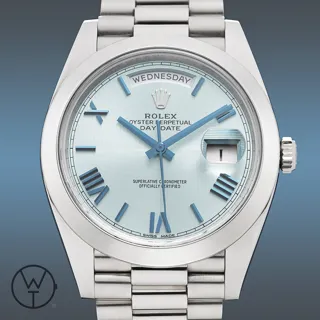 Rolex Day-Date 228206 41mm platinum$sapphire crystal ice blue