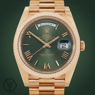 Rolex Day-Date 228235 40mm Rose gold Olive green