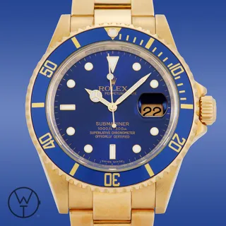 Rolex Submariner 16618 40mm Yellow gold blue