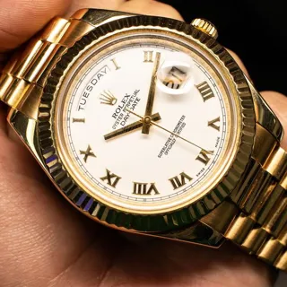 Rolex Day-Date II 218238 (DAY-DATE  ) 41mm Yellow gold White