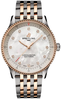 Breitling Navitimer U77320E61A1U1 Rose gold and Stainless steel White