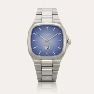 Glashütte Seventies Panorama Date 39-47-13-12-14 Stainless steel Blue