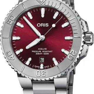 Oris Aquis Date 01 733 7766 4158 41.5mm Stainless steel Red