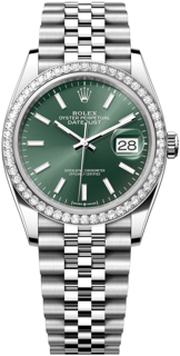 Rolex Datejust 126284RBR-0043 White gold and Stainless steel Green