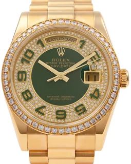 Rolex Day-Date 118348 36mm Yellow gold$diamonds Pave