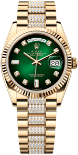 Rolex Day-Date 128238-0070 36mm Yellow gold Green