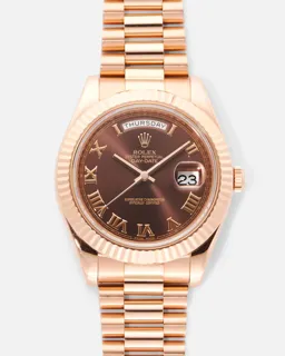 Rolex Day-Date 218235-0035 41mm Rose gold Brown