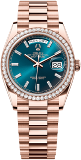 Rolex Day-Date 36 128345RBR-0083 Everose gold Blue-Green Set With Diamonds