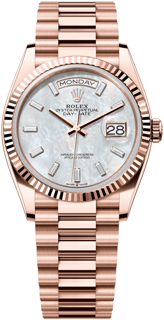 Rolex Day-Date 36 128235-0078 Everose gold White Mother-Of-Pearl$Set With Diamonds