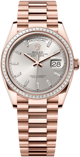 Rolex Day-Date 36 128395tbr-0030 Everose gold Silver Set With Diamonds