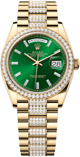 Rolex Day-Date 36 128348rbr-0079 36mm Yellow gold Bright Green$Set With Diamonds