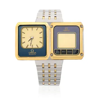 Omega Equinoxe 386.0813 27mm Stainless steel and Gold-plated Champagne and Digital