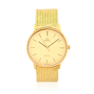 Omega De Ville 34mm 18k yellow gold Champagne