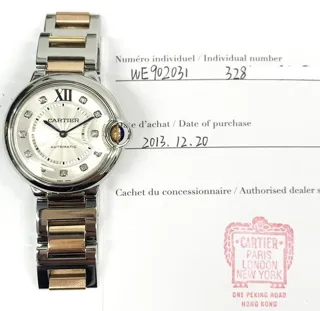 Cartier Ballon Bleu 36mm WE902031 36.5mm Rose gold and Stainless steel Silver