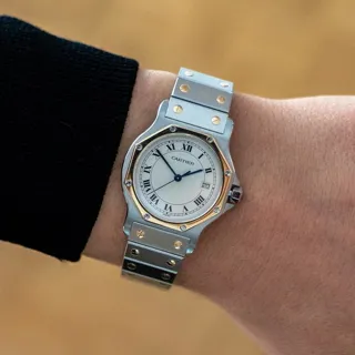 Cartier Santos 2966 30mm Yellow gold and Stainless steel White