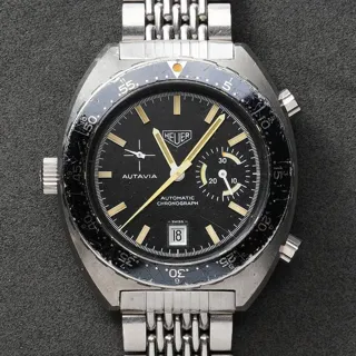 Heuer 1563 42mm Stainless steel Black