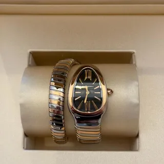 Bulgari Serpenti 102123 SP35BSPG.1T 35mm Yellow gold and Stainless steel Black