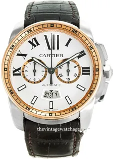 Cartier Calibre de Cartier W7100043 42mm Rose gold and Stainless steel Silver