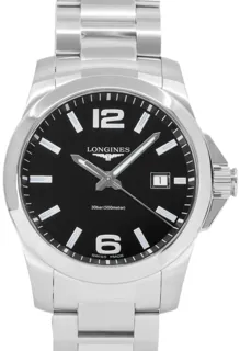 Longines Conquest L3.759.4.58.6 Stainless steel Black