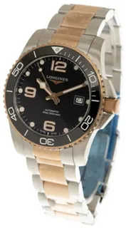 Longines HydroConquest L3.781.3.58.7 Yellow gold and Stainless steel Black