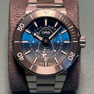 Oris Aquis 01 761 7765 4185-Set Stainless steel and Tungsten Blue