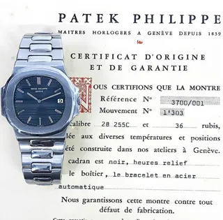 Patek Philippe Nautilus 3700/001 42mm Stainless steel Black