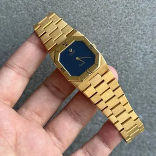 Rolex Cellini 4350 27mm Yellow gold Blue